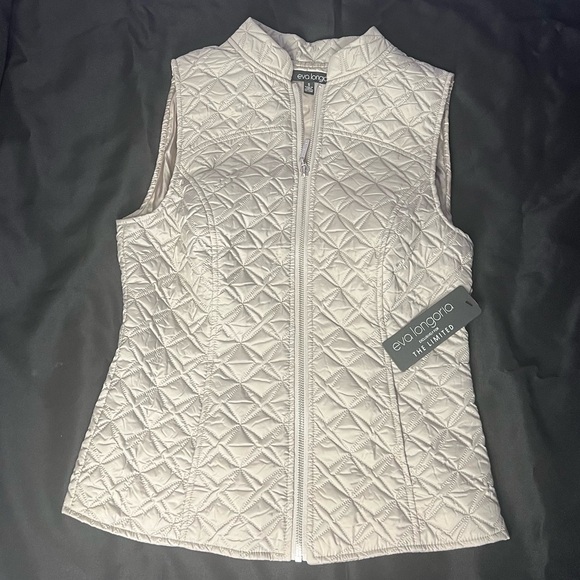 The Limited Jackets & Blazers - The Limited EVA LONGORIA Quilted Zip-Front Vest Silvery Grey